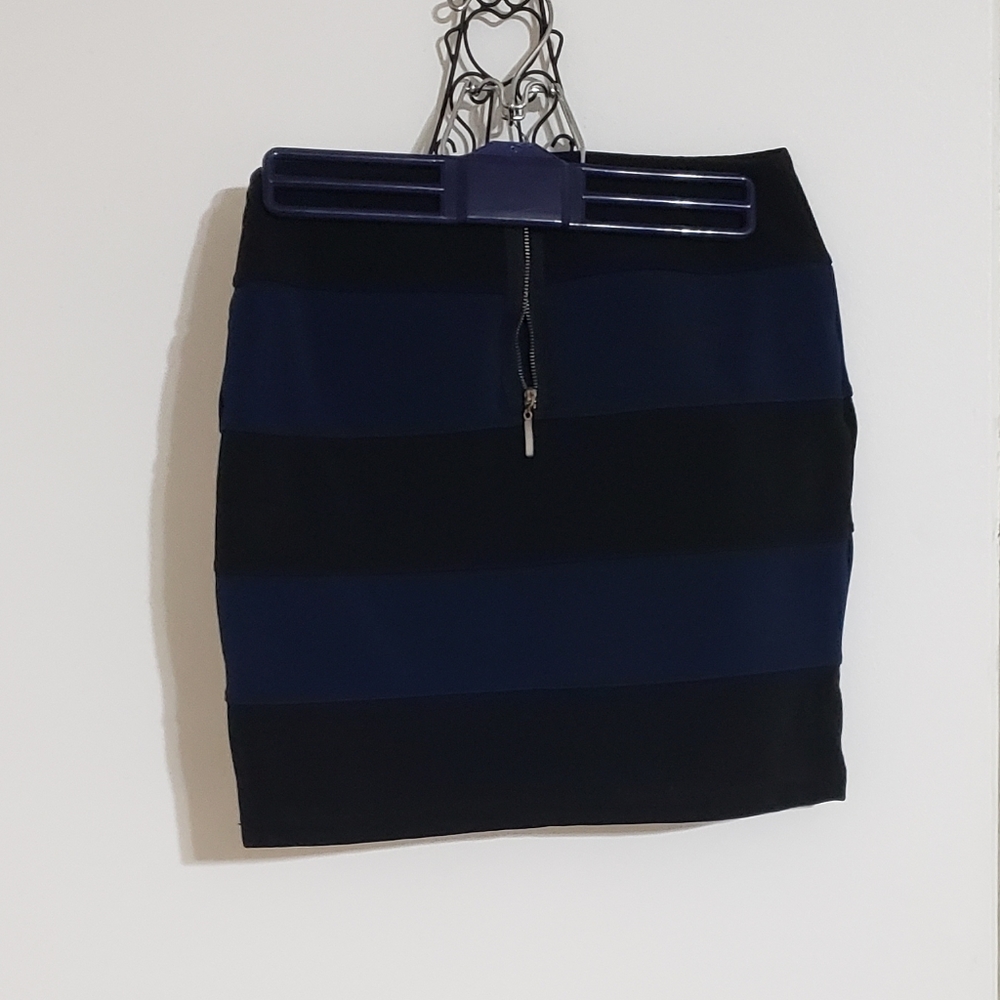 Black and blue mini skirt